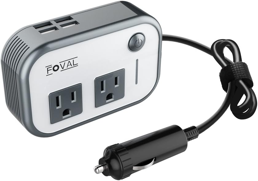 FOVAL 200W Car Power Inverter with Dual DC 12V to 110V